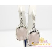 Серебряные серьги Версаль розовый кварц 2455рк
